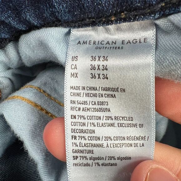 American Eagle Jeans Mens 36x34 (34x32) Original Bootcut Flex Denim Blue Cowboy - Picture 8 of 12